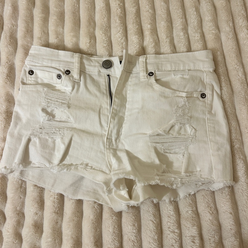 Aeropostale White Distressed Jean Shorts